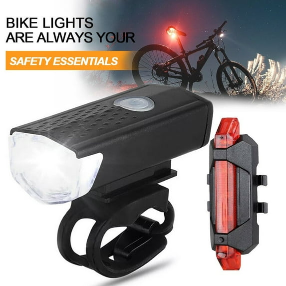 JMYHOAM Home Gadgets Bicycle Front And Rear Light Kit With 3 Light Modes, Powerful LED Mid Frequency Flash, Rechargeable Headlights With USB Cable Tools