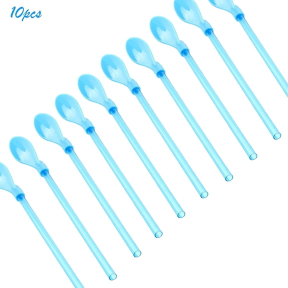 JMYHOAM Kitchen Gadgets 10 Pcs Stir Spoon Tablespoon ScoopMixing Spoons Leaf Tea Drinking Stirring Spoon Reusable Spoon JuiceStraw Drinking Tea Spoon Straw Spoon Home and Kitchen