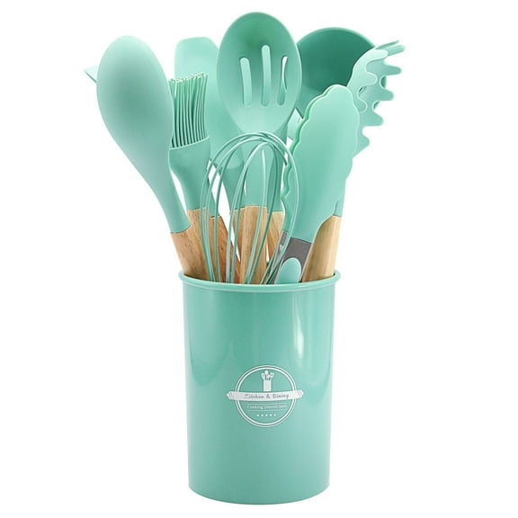 JMYHOAM Kitchen Gadgets Cooking Non-stick Pan Storage Bucket Wooden Hand le Kitchenware 12-piece Kitchenware Set Home and Kitchen