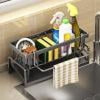 JMYHOAM Storage Gadget Sponge Kitchen Sink Caddy Organizer Brush Sink Sponge with Auto Draining Tray Home and Storage