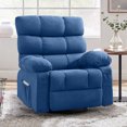 thumbnail image 1 of JMYMRY 360°Swivel Rocker Recliner Chair with Side Pockets, Adjustable Lounge Chair with Elegant Design for Living Room, Bedroom, Blue, 1 of 7