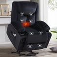 thumbnail image 1 of JMYMRY Power Lift Recliner Chair for Elderly with Vibration Massage and Heating, Extra Wide Adjustable Rocker with Cup Holders, Side Pockets and USB Charge Port, Black, 1 of 9