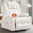 thumbnail image 1 of JMYMRY Recliner Chair with Heat and Massage, PU Leather, Adjustable Angle, Cup Holder, Side Pocket and USB Charge Port for Living Room, Beige, 1 of 9