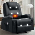 thumbnail image 1 of JMYMRY Recliner Chair with Heat and Massage, PU Leather, Adjustable Angle, Cup Holder, Side Pocket and USB Charge Port for Living Room, Black, 1 of 9