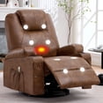 thumbnail image 1 of JMYMRY Recliner Chair with Heat and Massage, PU Leather, Adjustable Angle, Cup Holder, Side Pocket and USB Charge Port for Living Room, Brown, 1 of 9