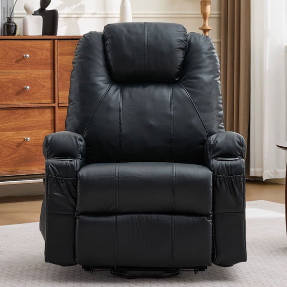JMYMRY Recliner Chair with Heat and Massage, PU Leather, Adjustable ...
