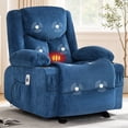 thumbnail image 1 of JMYMRY Rocker Recliner Chair with Vibration Massage and Heating, Cup Holders and Side Pockets, Adjustable Lounge Chair for Living Room, Bedroom, Blue, 1 of 8
