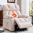 thumbnail image 1 of JMYMRY Soft Fabric Massage Heating Rocking Recliner Chair with USB Port, 4 Storage Pockets & 2 Cup Holders for Living Room, Beige, 1 of 10
