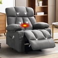 thumbnail image 1 of JMYMRY Soft Fabric Massage Heating Rocking Recliner Chair with USB Port, 4 Storage Pockets & 2 Cup Holders for Living Room, Grey, 1 of 10