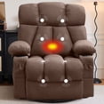 thumbnail image 1 of JMYMRY Soft Fabric Massage Heating Swivel Recliner Chair with USB Port, 4 Storage Pockets & 2 Cup Holders for Living Room,Brown, 1 of 10