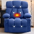 thumbnail image 1 of JMYMRY Soft Fabric Massage Heating Swivel Recliner Chair with USB Port, 4 Storage Pockets & 2 Cup Holders for Living Room,DarkBlue, 1 of 10