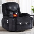 thumbnail image 1 of JMYMRY Swivel Rocker Recliner Chair with Vibration Massage and Heating, Cup Holders and Side Pockets, Adjustable Lounge Chair for Living Room, Black, 1 of 8