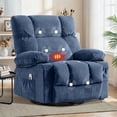 thumbnail image 1 of JMYMRY Swivel Rocker Recliner Chair with Vibration Massage and Heating, Cup Holders and Side Pockets, Adjustable Lounge Chair for Living Room, Blue, 1 of 8