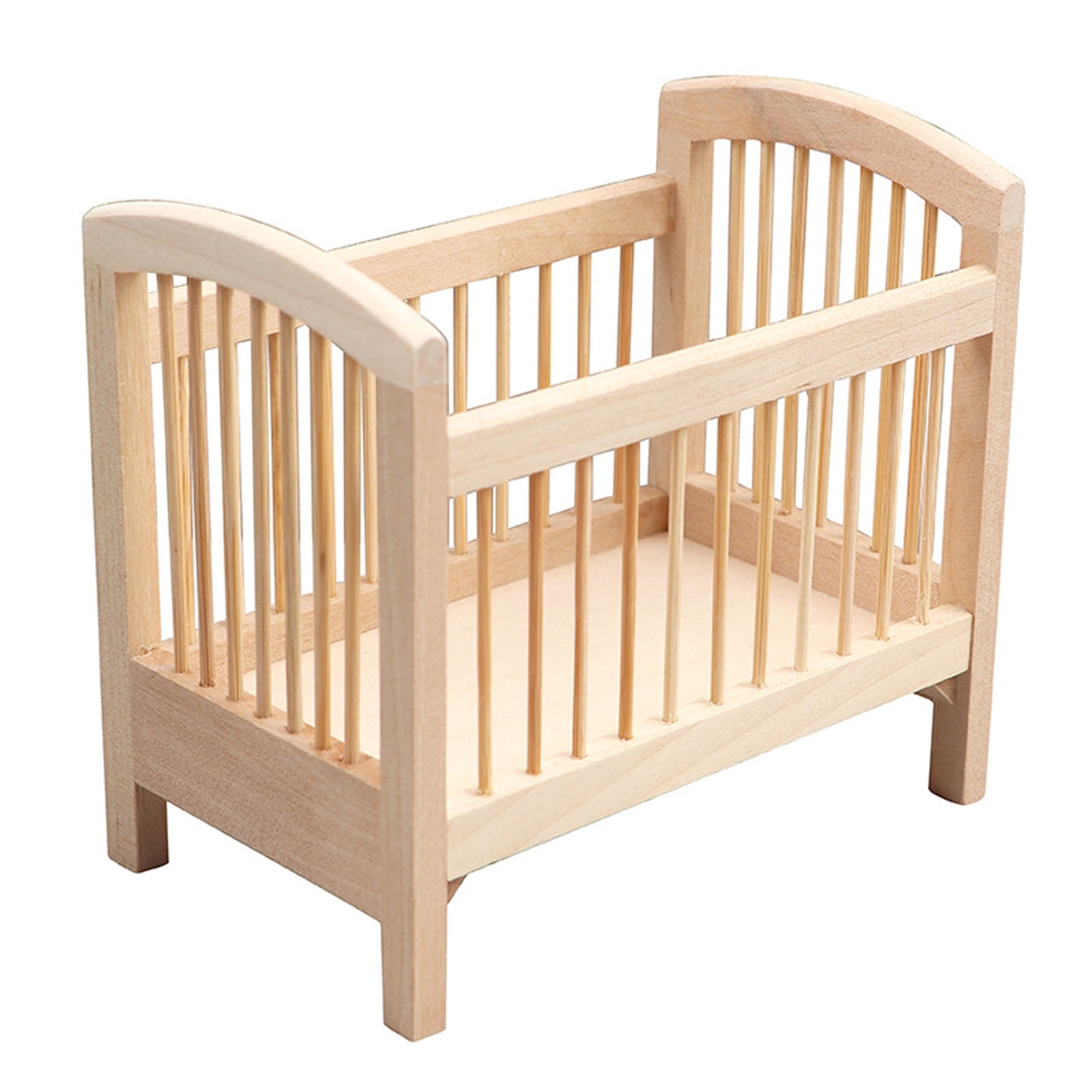 JNANEEI 1/12 Scaled Baby Crib Furniture Cradle for Doll House Decors for Play Scene Orna