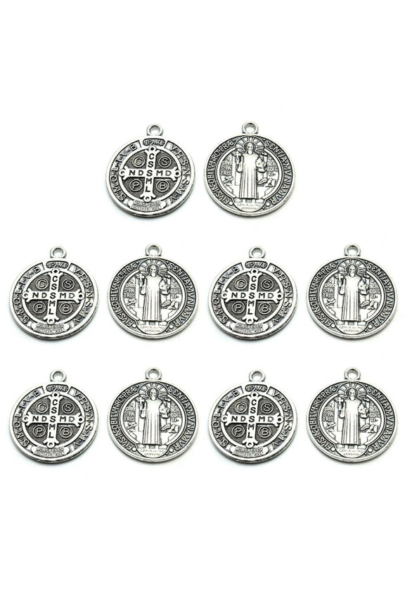 10 Pieces Saint Benedict Evil for Protection Medal for Protection Prayer Design Patron Saint Students & Europe Great Gif