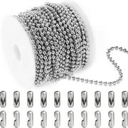 SENLLEO 33ft Rustproof Pull Chain Stainless Steel Bead Chain Military Dog tags Ball Chains Necklace with 20 Clasp Connectors
