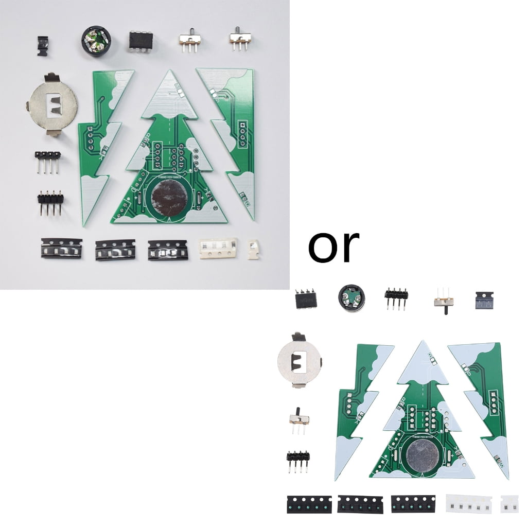 JNANEEI 3D Mini PCB Stereo Christmas Tree DIY Music Kit RGB LED Flash