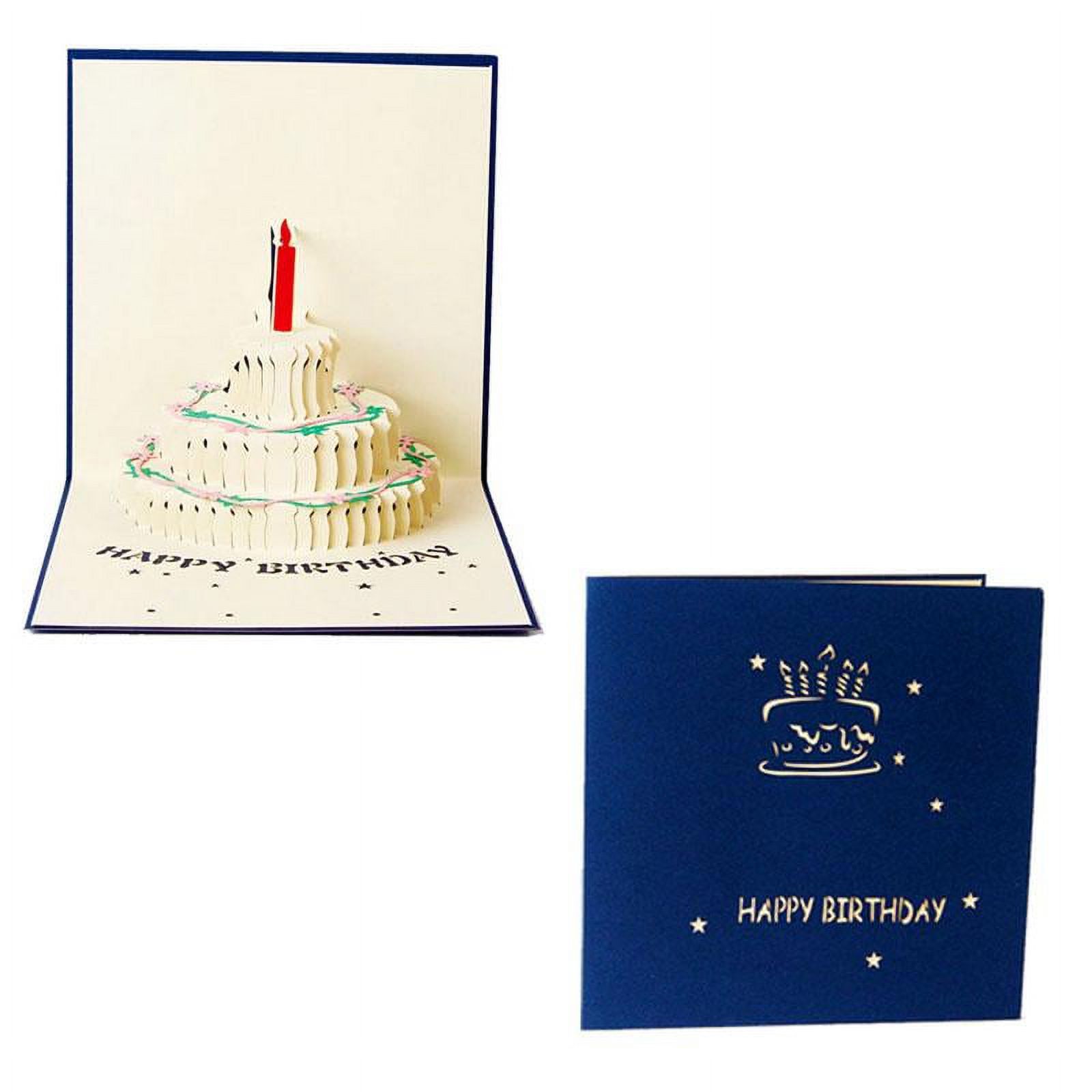 HASTHIP Greeting Card for Birthday with Pop Up 3D Cake Design and Envelopes 3PCS Set main image 0