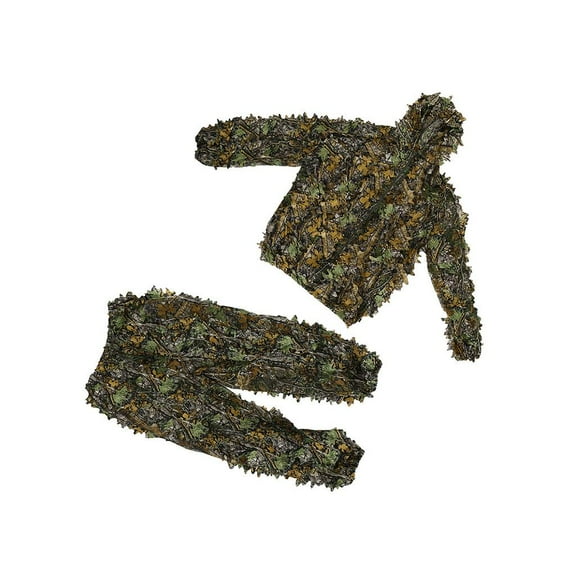 JNANEEI Ghillie Suit, Adult 3D Hunting Suit, 3D Leafy Hooded Camouflage Clothing Outdoor