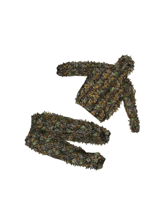 Ghillie Suit, Adult 3D Hunting Suit, 3D Leafy Hooded Camouflage Clothing Outdoor