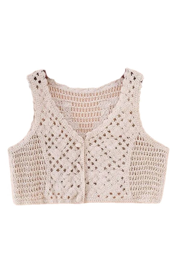 Girls Crochet Vest Cotton Knitting Waistcoat Sleeveless Vest Easy Match Style for Baby Toddler Girls V-Neck Cardigan