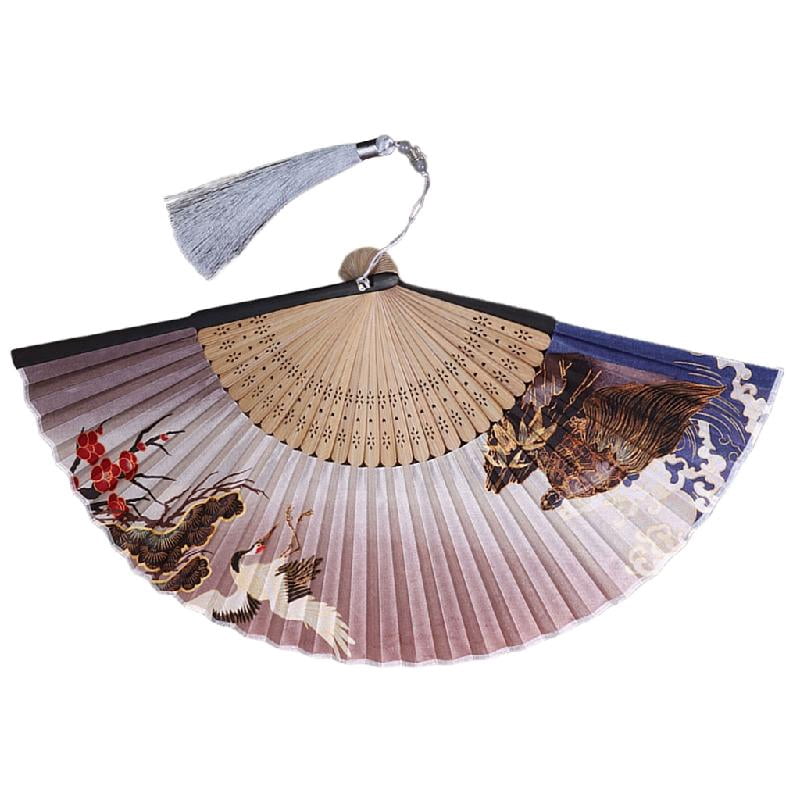 JNANEEI Japanese Crane Bamboo Hand Fan for Music Festival Dance Gift ...