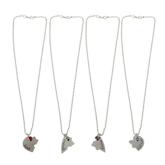 SIEYIO 4pcs Sweet Best Friend Forever and Ever Necklace BFF Heart Shape Puzzle Necklace