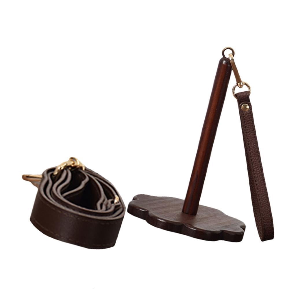 Iswawo Portable Wrist Yarn Holder - 3 PCS Wooden Yarn Spinner For Crocheting & Knitting, With Strap