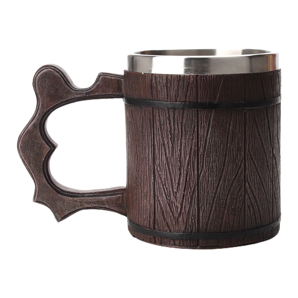 JNANEEI Retro Simulation Wooden Barrel Beer Mug for Creative Coffee Cup Personalized Classical Single Handle Home Kitchen Drinkw
