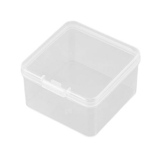 JNANEEI Small Clear Plastic Beads Storage Container Box with Hinged Lid Used for Small Items Jewelry Hardware 2.56x2.56x1.5in