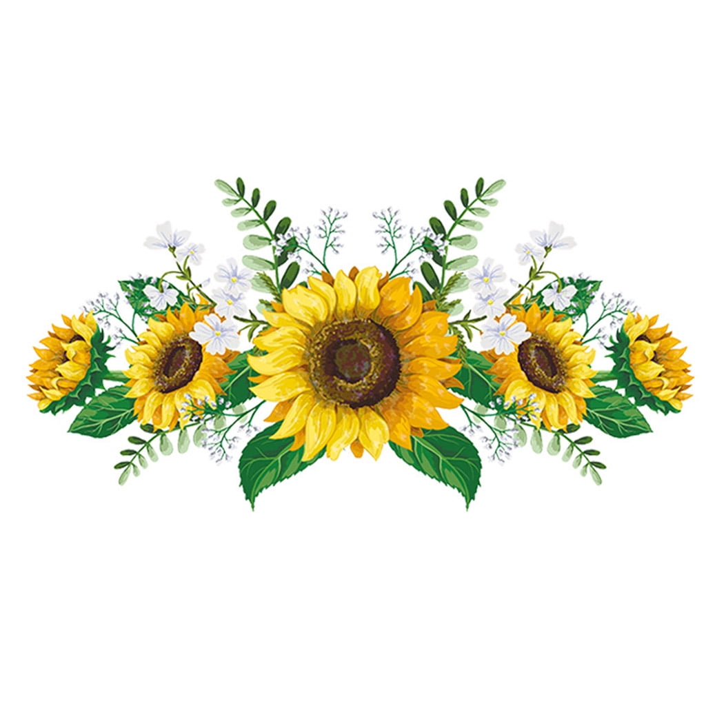 JNANEEI Sunflower Wall Stickers Peel and Stick Yellow Sunflower Wall Decor,Removable Waterproof Wall Decals for Living Room Bath