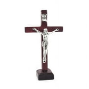 JNANEEI Table Wooden Catholic Jesus for Cross with Stand Vintage Religious Christian Standing Crucifix Church Home Shelf Tabletop Ornaments Decoration Gifts for Prayers