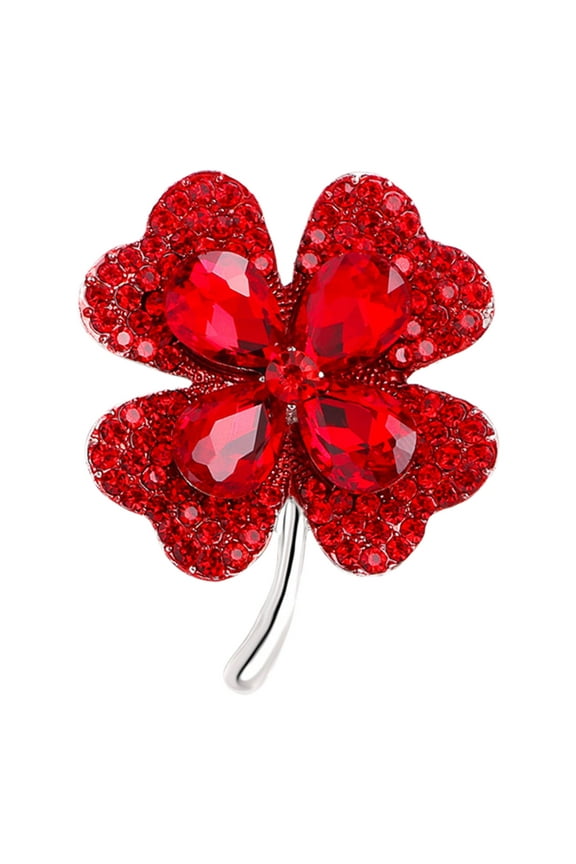Green Red Brooch Four Leaf Clover Brooch Lapel Pin for Clothes Dress Scarf Bag Decor Costume Jewellery Enamel Brooch