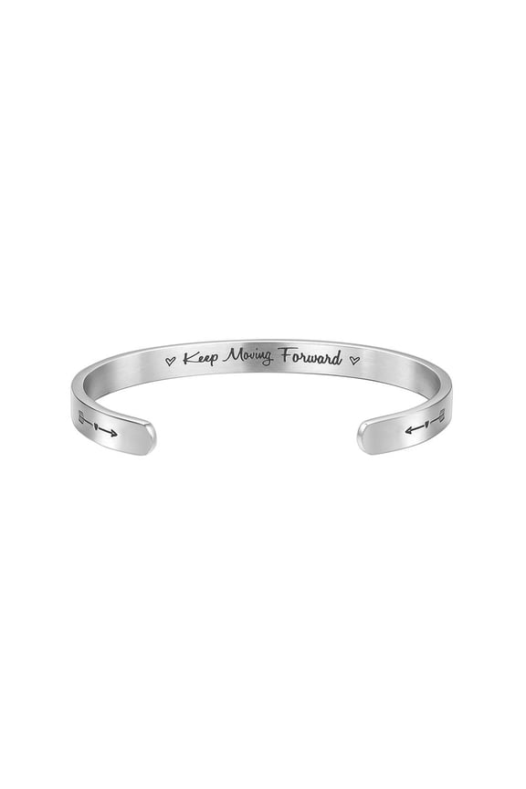 JNB/0864/Inspirational Engraved Stainless Steel Cuff Bracelet Personalized Gift