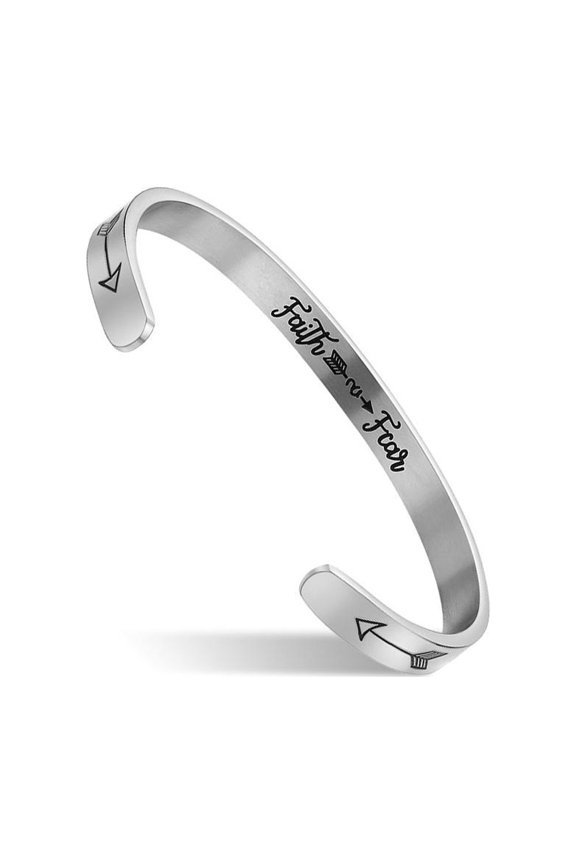JNB/0889/ Inspirational Engraved Stainless Steel Cuff Bracelet Personalized Gift