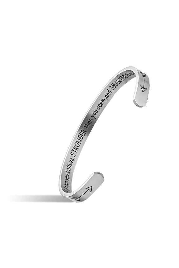 JNB/0955/Inspirational Engraved Stainless Steel Cuff Bracelet Personalized Gift