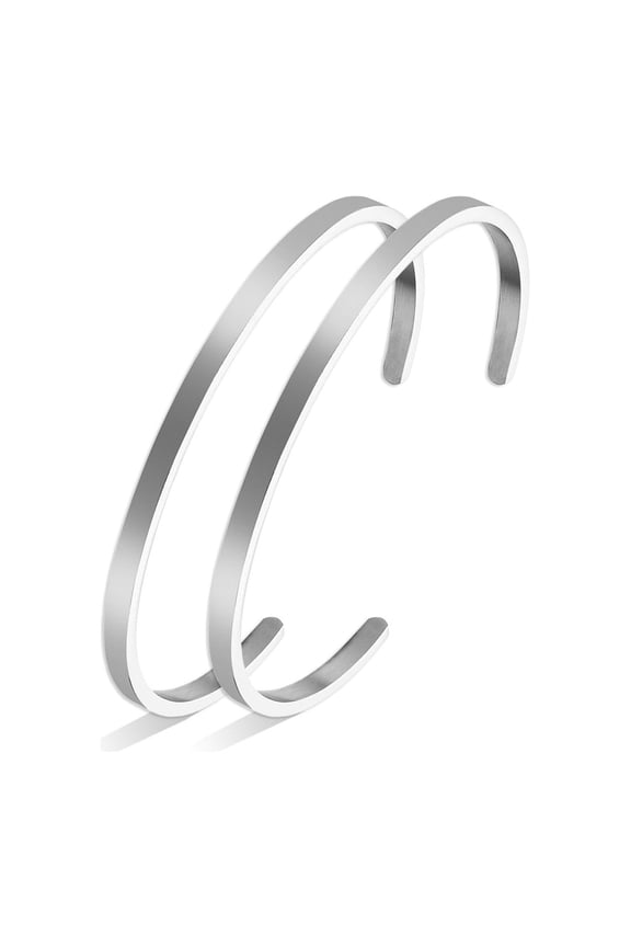 JNB/3001/ Plain Stainless Steel Cuff Bracelet 2sets for Personalized Gift