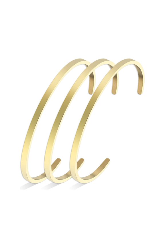 JNB/3001/ Plain Stainless Steel Cuff Bracelet 3sets for Personalized Gift