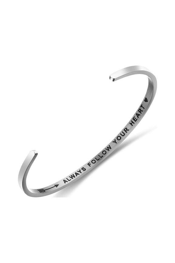 JNB/3004/Inspirational Engraved Stainless Steel Cuff Bracelet Personalized Gift