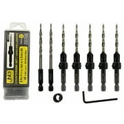 JNB Pro Wood Countersink Drill Bit Set - 5 Pc Adjustable Countersink Bit #8(11/64") All Same Size - 2 Extra 11/64 Tapered Drill Bit, 1 Adjust. Collar, 1 Wrench - 1/4" Quick Change Shank - Countersink