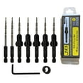 thumbnail image 1 of JNB Pro Wood Countersink Drill Bit Set JP0506, 5 Pc #6(9/64"), 2 Extra Bits 9/64 Tapered Drill Bit, 1 Adjustable Collar, 1 Wrench - 1/4" Quick Change Shank, Ideal Woodworking and Carpentry Tool Set, 1 of 9
