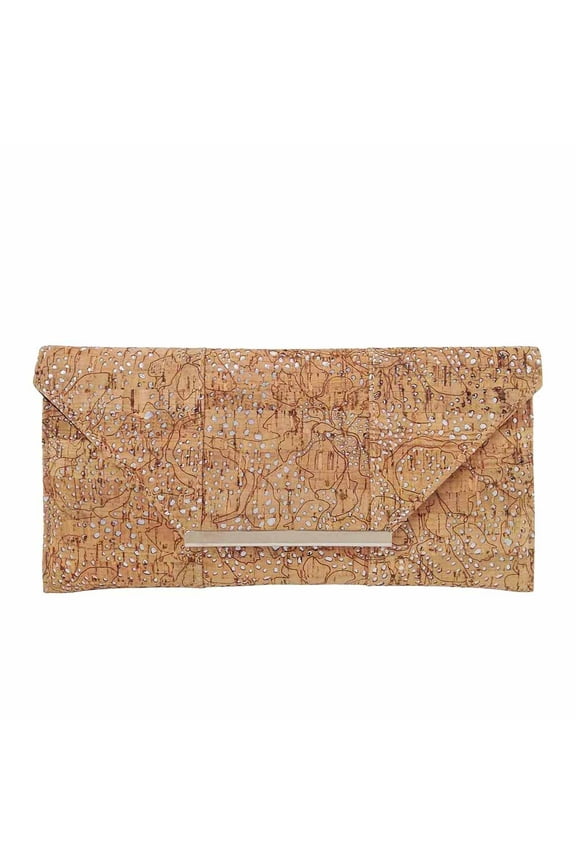 JNB Unique Pattern Laser Cut Cork Envelope Clutch