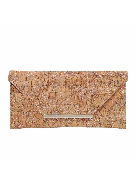 JNB Unique Pattern Laser Cut Cork Envelope Clutch