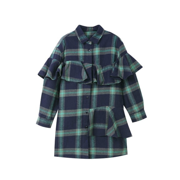 JNBY Kids Plaid Front Ruffle Dress
