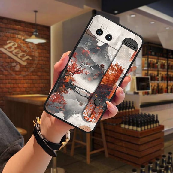 JNG-Phone Case For Google Pixel 8A, Sleeve Protective Silicone Soft case Kickstand Phone Holder Cell phone cover Durable Wrist Strap Protector masculine Waterproof Back Cover mature