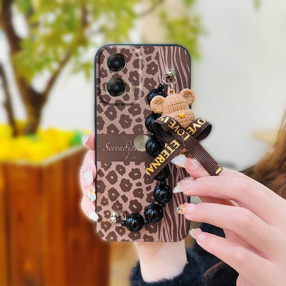 JNG-Phone Case For MOTO G Stylus 5G 2024, protective case soft case Cartoon Waterproof silicone Simplicity Back Cover cute Skin-friendly feel Dirt-resistant Anti-knock Bear bracelet