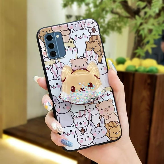 JNG-Phone Case For Nokia C300 4G, Back Cover Rotatable stand Anti-knock Fashion Design protective cute Dirt-resistant Skin feel silicone Soft Case Simplicity Phone Lens Protection TPU