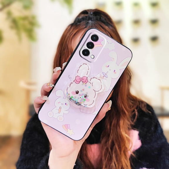 JNG-Phone Case For OnePlus Nord N200 5G/1+Nord N200 5G, TPU Glisten Cute Skin feel silicone Glitter Back Cover Quicksand Rotatable stand Anti-knock Fashion Design Waterproof Kickstand