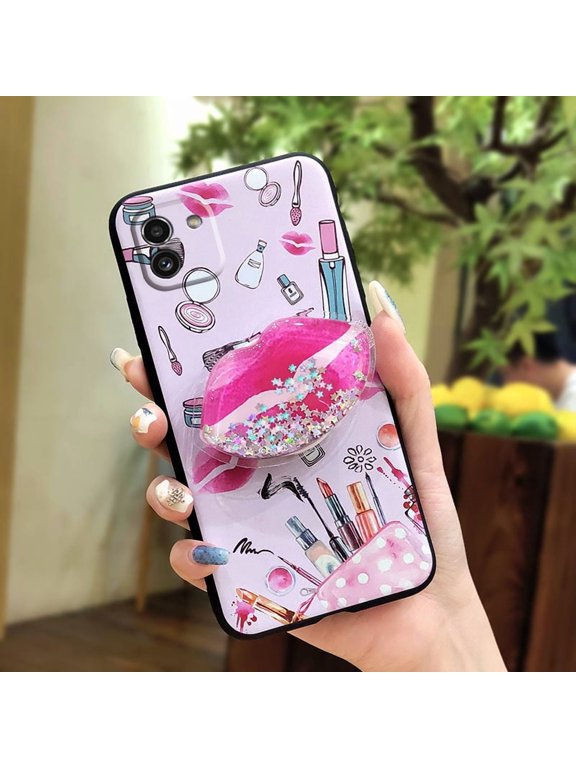 -Phone Case For Samsung Galaxy A03 Global/SM-A035F, TPU Rotatable stand Durable Dirt-resistant Waterproof Kickstand Back Cover quicksand phone lens protection Cartoon Soft Case cute