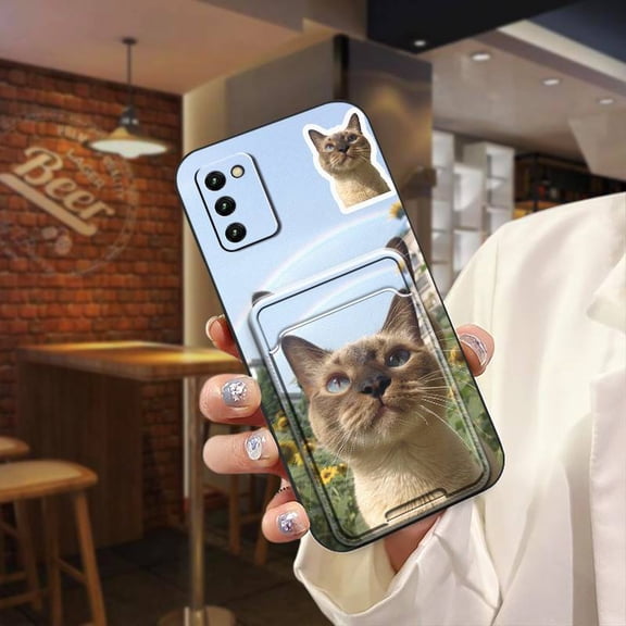 JNG-Phone Case For Samsung Galaxy A03S Asian Version/SM-A037F, Back Cover Soft case Fashion Design TPU Graffiti Dirt-resistant Durable Anti-dust Card bag Waterproof Full wrap Cover Cat
